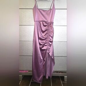 Windsor Purple Asymmetrical Ruched Slip Dress